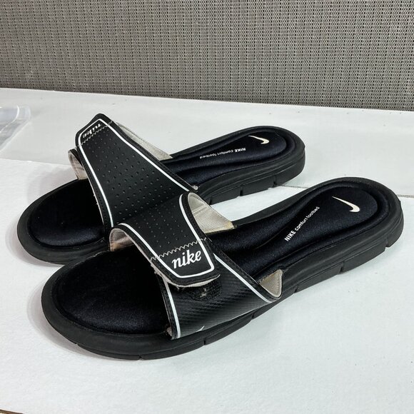 Nike Womens Comfort Slide Sandals Size 6 Black & White - Picture 1 of 8